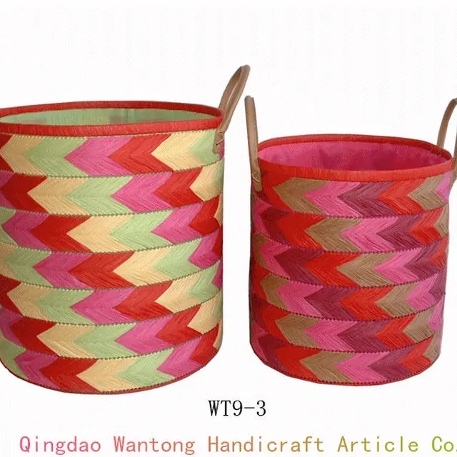 colourful decoration cheap durable paper straw storage basket