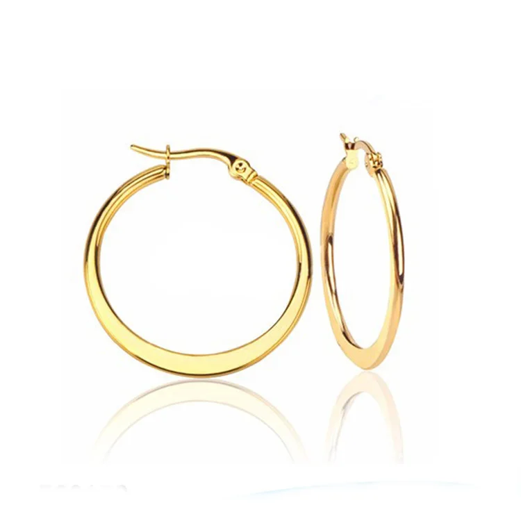 bulk wholesale alibaba jewelry hiphop style stainless steel earring gold plated hoop earrings