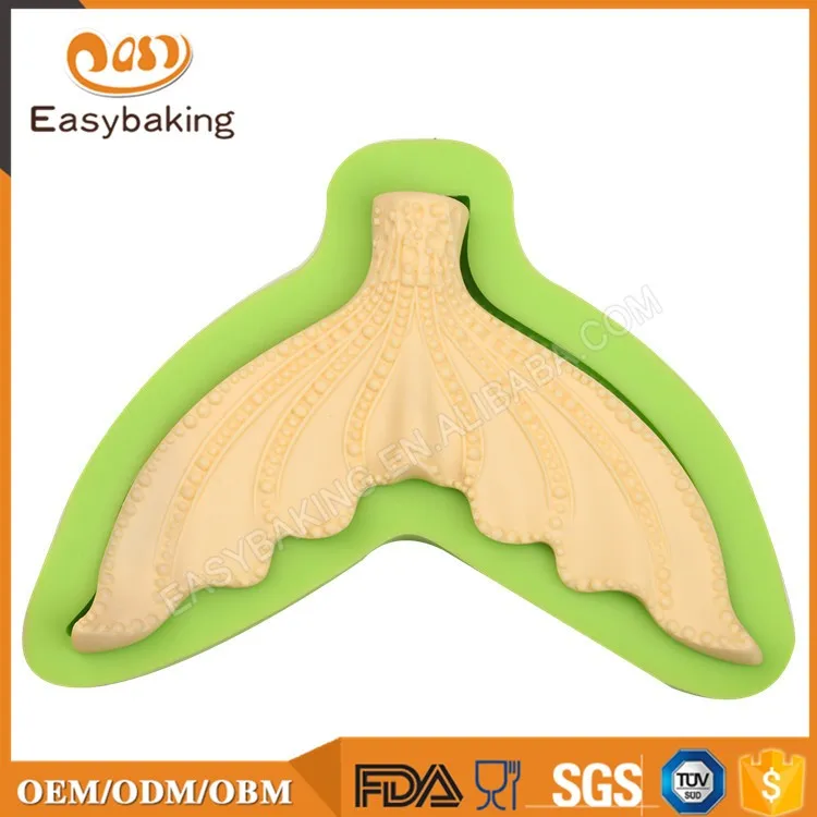 ES-0702 moldes de silicona con forma de cola de pez para decoración de pasteles