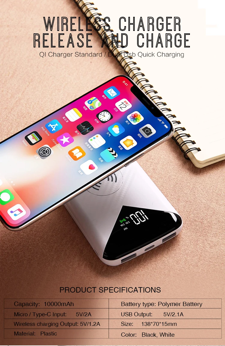 Wireless Charger Sticker Battery Recondition Equipment Black Thin Power Bank - ANKUX.COM