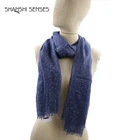 Blue color girls viscose light gauze scarves with spotted little stars
