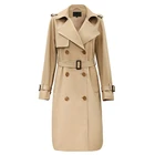 Elegant women spring fashion khaki trench coat