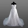 Bridal Gown Latest Designs Heavy Lace Appliqued Wedding Dress With Detachable Puffy Tulle Skirt