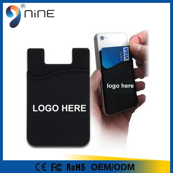 universal silicone pocket 3m sticker mobile card holder