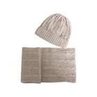 Acrylic Customized Embroidered Pink knit hat knit set Business Stripe Knitted Scarf