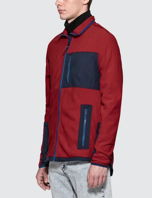 Moda rojo chaqueta de lana polar chaqueta