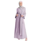 Lovely Young Girl Light Purple Muslim Dress with Wide Belt