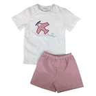 Children summer boutique clothing outfits kids cotton seersucker casual suit boys set