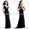 Sexy Designer With Its Deep V-neck Front and Brooch Evening Dress