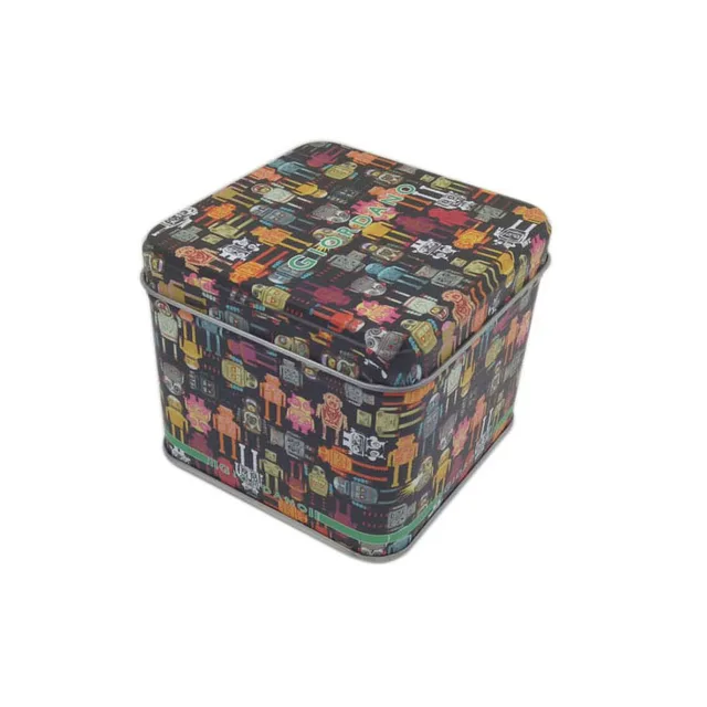 2017 customized cartoon empty square watch gift tin box