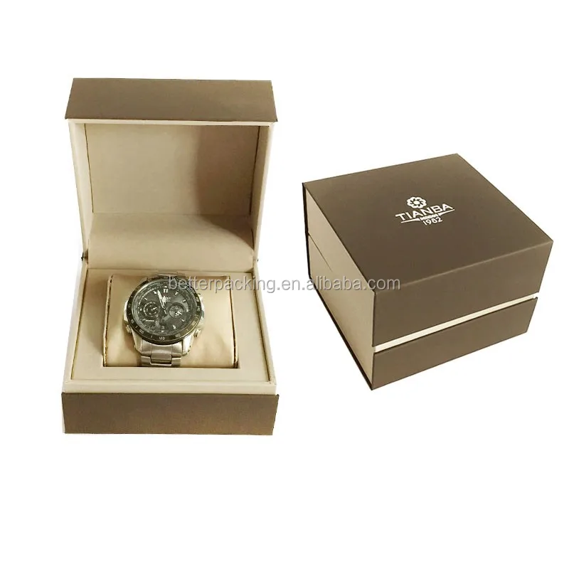 paper cover plastic single watch package gift box with pillow pw