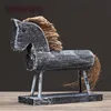 New fashion wood products supplier wholesale wood crafts Retro Trojans small wood ornaments for home crafts decorative