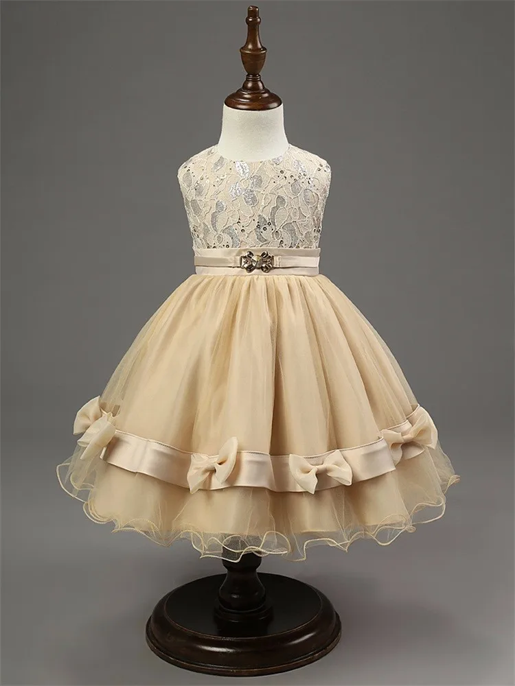 Retro Style Girls Party Wear Dress Kids 2015 New Designer Flower Bowknot Party Formal Ceremonies Dresses For Girls Free Shipping