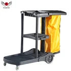 Multi-purpose 3 Shelves hotel housekeeping Plastic cleaning Janitor Cart room service cart with High Quality
