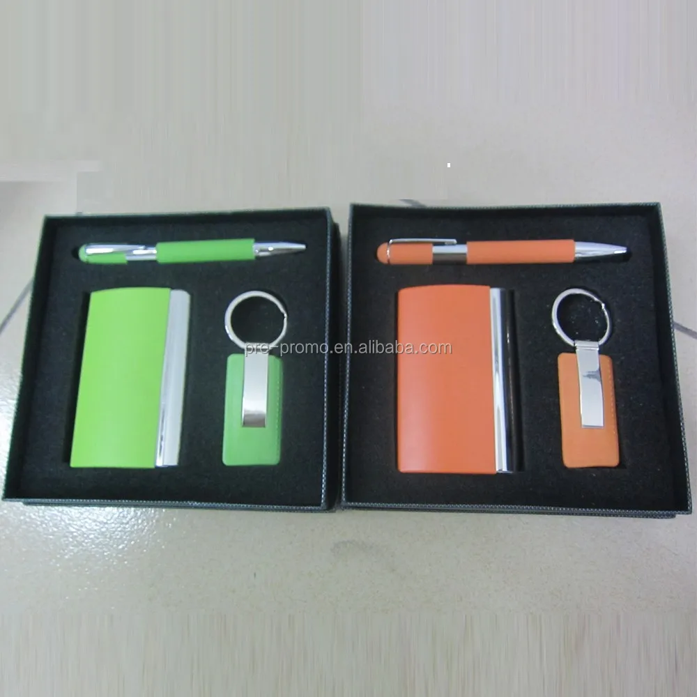 oem promotionnal leather pu business gift set