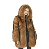 Girls winter Fashion Long Style Real Natural Raccoon Dog Fur Coat Luxury Women Warm Real Fur Hooded Winter Coat