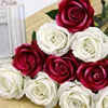 China Wholesale Home Wedding Decoration Artificial Silk Plastic Red Rose Flowers