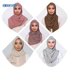 Cheap wholesale pure color muslim women plain bubble chiffon hijab