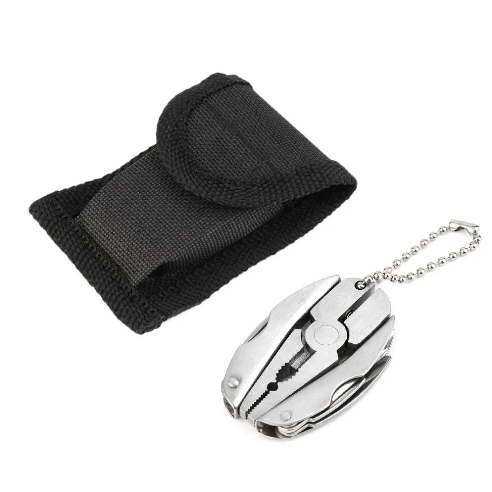 1PC Outdoor Mini Folding Multi-functional Plier Clamp Keychain Outdoor Hiking Camping Tool pocket multitools Free Shipping
