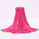 Women Fashion Pom Pom Cotton Shawl Custom Made Scarf