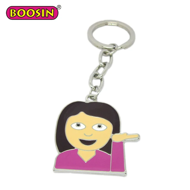 customized silver keychain emoji enamel metal keychain emoji key