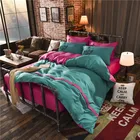 coordinated 100% cotton king size green and red mixed colors duvet cover with button hometextiles solid color bedding set