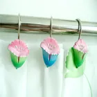 Factory direct supply resin bath accessories shower curtain hooks set flower style