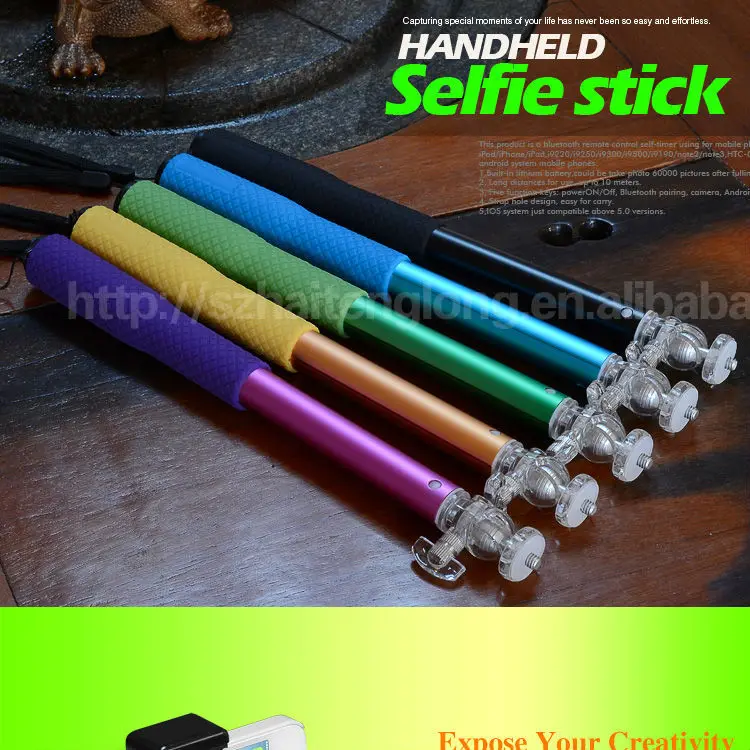 2014 Deluxe Camera compatible selfie tongsis monopod with bluetooth