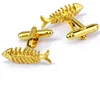 Animal Series Cuff Link Gold Fish Bone Animal Novelty Cufflinks for Men Suit Shirts