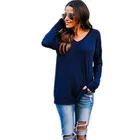 New design long sleeve backless plain women tops v-neck ladies blouse