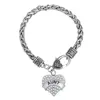 Popular Clear Crystal Aunt Heart Pendant Thick Wheat Bracelet
