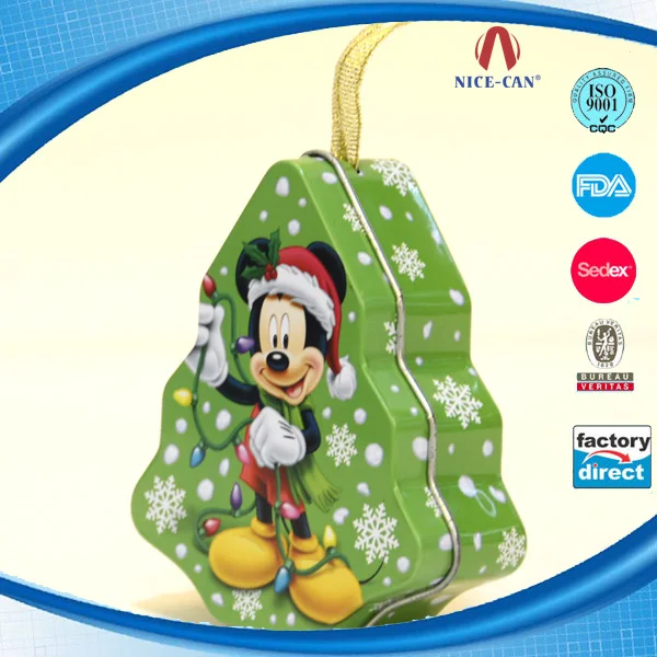 kids gift packing tree shaped candy tin box custom mickey mouse