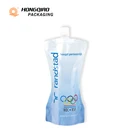 2019 Hot Sale Travel Plastic Drinking Water Bags Drink Pouch with Spout Stand up Bag with Nozzle for Juice Clear