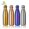 Multi-color 500ml vacuum insulated stainless steel leak-proof double wall hot sport water bottle