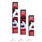 NO MOQ custom logo outdoor advertising event promotion 110g knitted polyester square type rectangle beach flag