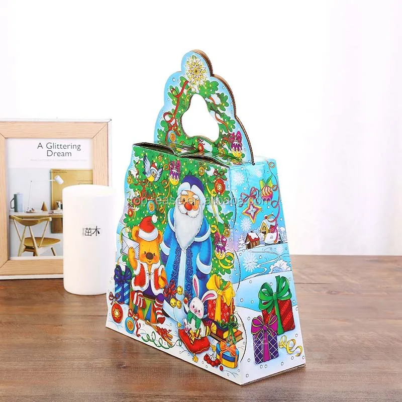 printed assorted designs cardboard christmas gift candy bag for