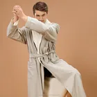 smoke shawl collar double layer microfiber men's pajamas/robe de soiree 2016