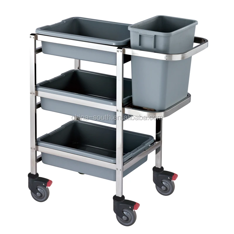 3 Tiers Knockdown Plate Collect Trolley With Plastic Basin Buy