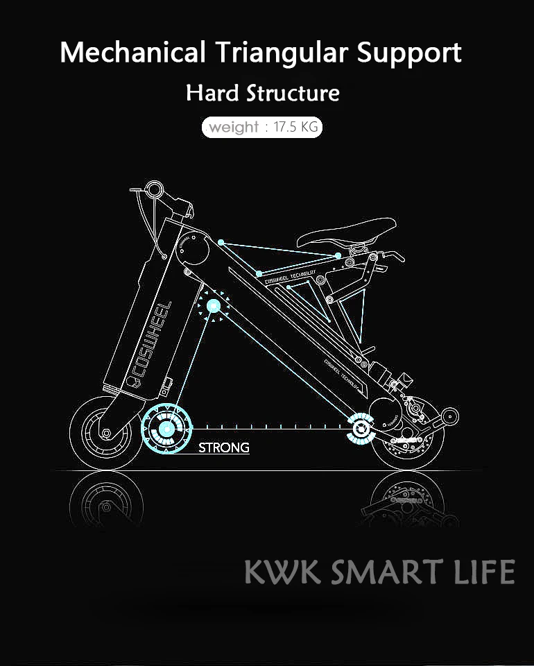 Excellent COSWHEEL A-ONE PRO 8inch 40KM Foldable Electric Scooter Portable Mobility Scooter  Adults Electric Bicycle 11
