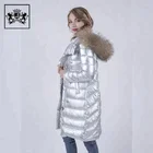 wholesale fashion down jacket long women fashion sliver hoodie down coat