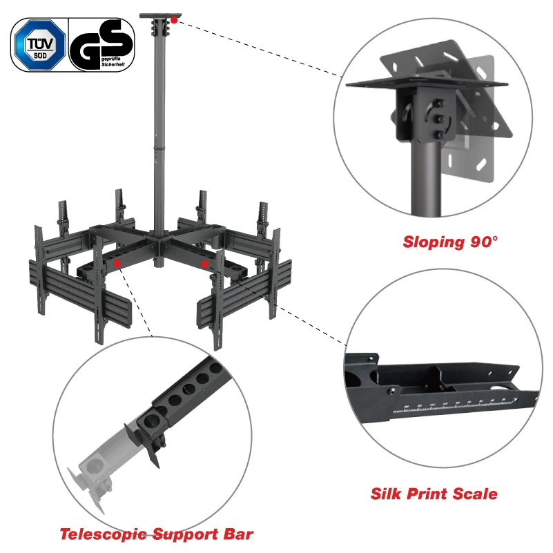 Popular Telescopic Double Sided Hanging 50 Inch Tv Ceiling Mount