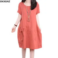 OKXGNZ-2017-Summer-Dress-Plus-Size-Women-Dress-Pocket-Fat-MM-Casual-Short-Sleeves-Loose-Comfortable.jpg_200x200