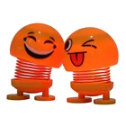 Decoration Design Car Accessory Cartoons Smiling Face Sets Smiley Spring Bouncing Emoji Dolls with led