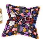 90*90 Hangzhou Textile Silk Custom Logo Digital Print Shawl Silk Scarves