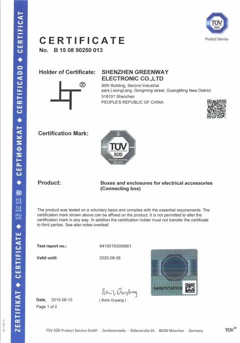 authorized certification (tuv,ce,saa,ul,rohs)