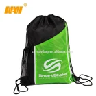 cheap promotion 210D polyester drawstring bag with side mesh pocket