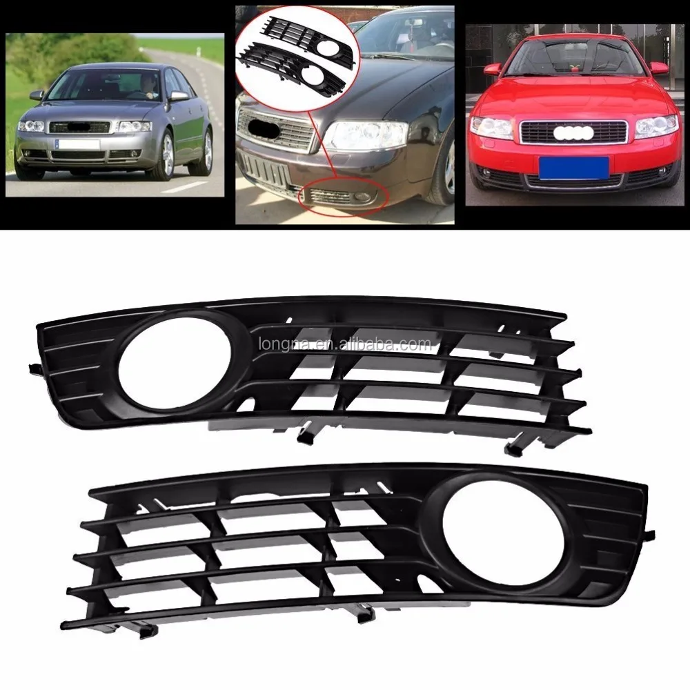Par frente izquierda y derecha inferior de la luz de niebla insertar rejillas de parrillas para Audi A4 B6 02-05 2002 de 2003 2004, 2005