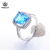 Hot sale fashion Natural Blue topaz 925 silver ring for women, custom made engagement rings