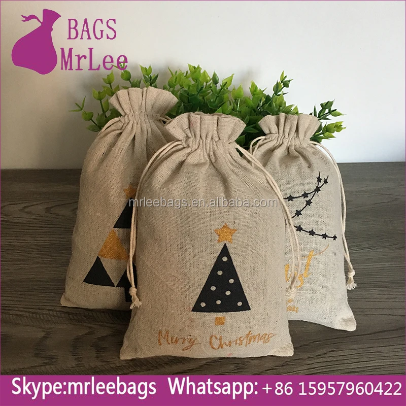 custom natural drawstring linen soap bag pouch with cotton