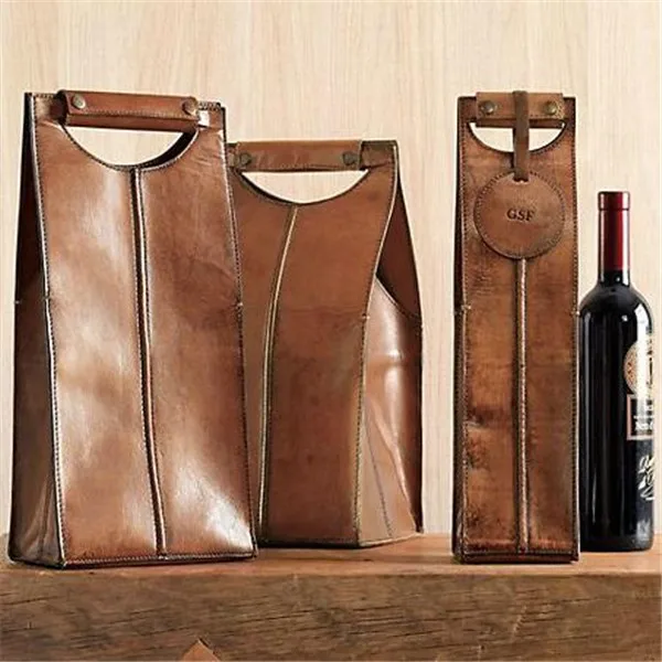 leather wine carrier bag